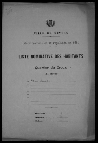 Nevers, Quartier du Croux, 4e section : recensement de 1911