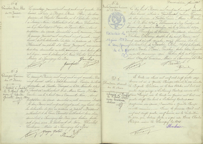 Sauvigny-les-Bois : actes d'état civil.