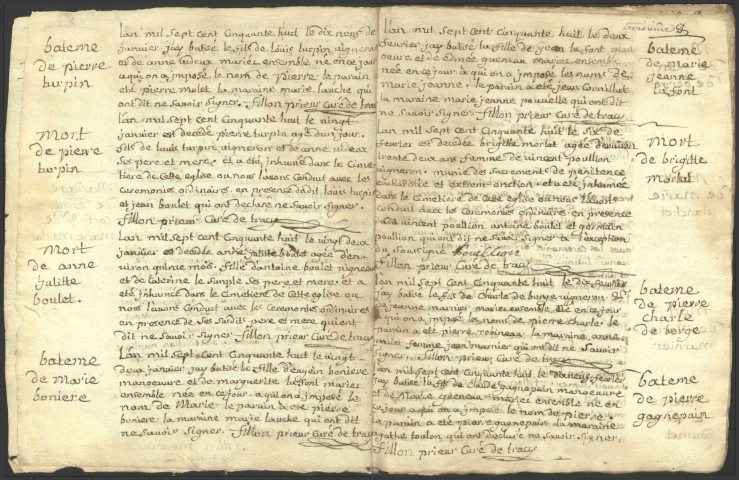 Tracy-sur-Loire : registres paroissiaux.