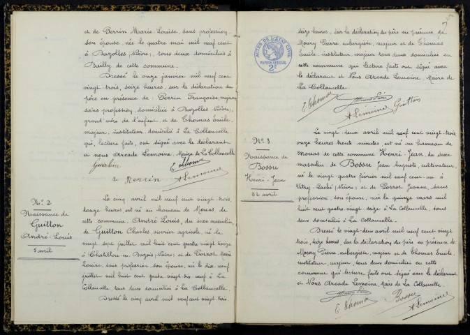 La Collancelle : actes d'état civil.