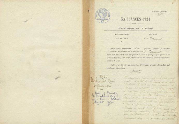 Ternant : actes d'état civil.