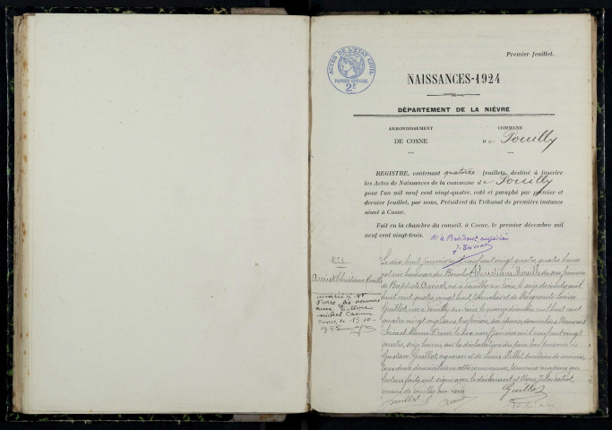 Pouilly-sur-Loire : actes d'état civil.