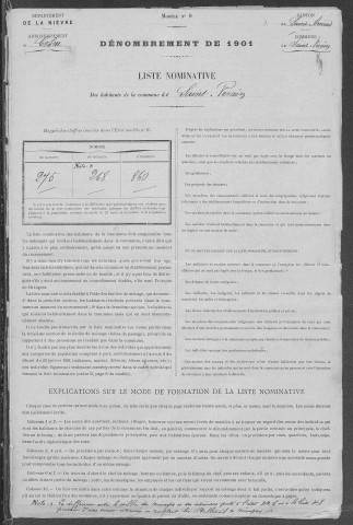 Saint-Vérain : recensement de 1901