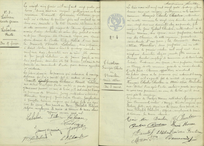 Varennes-lès-Nevers : actes d'état civil (mariages).