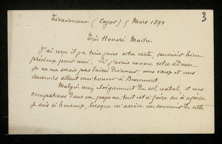 JEANDET (Abel fils), administrateur colonial (1852-1890) : 2 lettres.