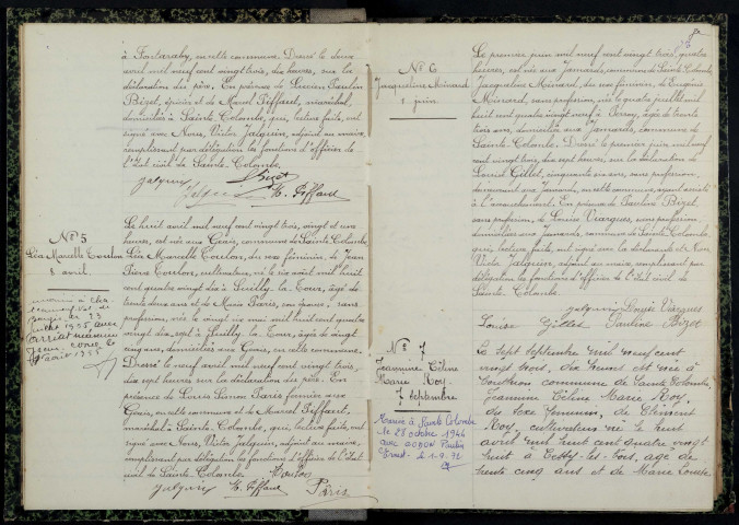 Sainte-Colombe-des-Bois : actes d'état civil.