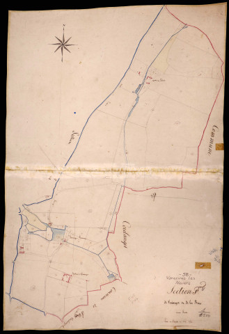 Varennes-lès-Nevers, cadastre ancien : plan parcellaire de la section F dite de Veninges et de la Beue