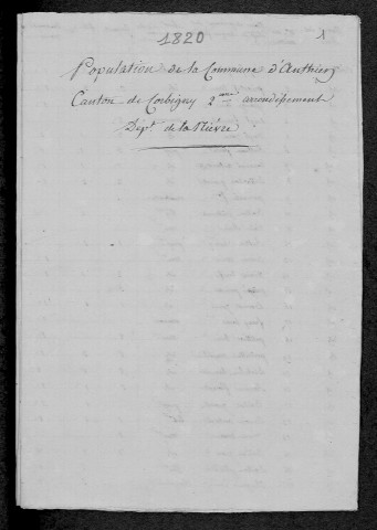 Anthien : recensement de 1820