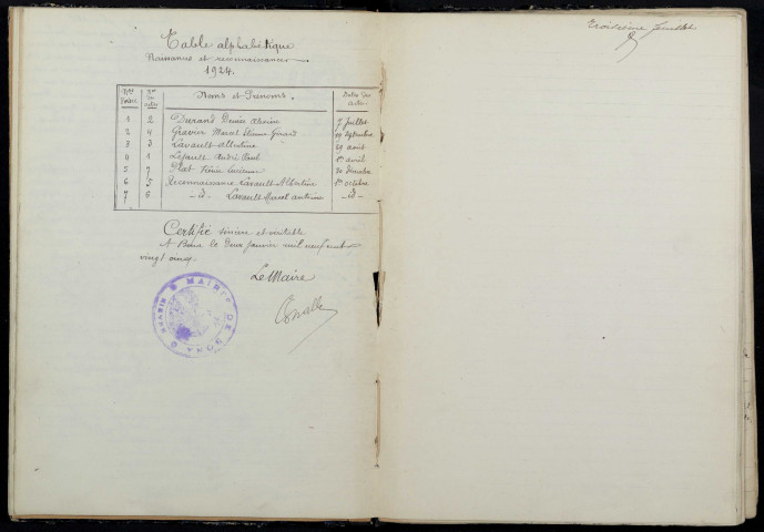 Bona : actes d'état civil.