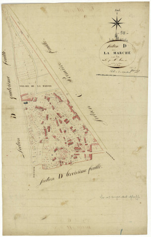 La Marche, cadastre ancien : plan parcellaire de la section D dite de la Marche, feuille 1