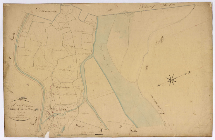 Avril-sur-Loire, cadastre ancien : plan parcellaire de la section A dite du Bourg, feuille 1