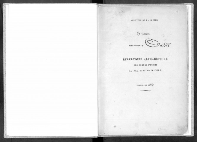 Bureau de Cosne, classe 1893 : répertoire