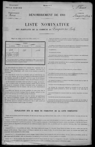 Dampierre-sous-Bouhy : recensement de 1911