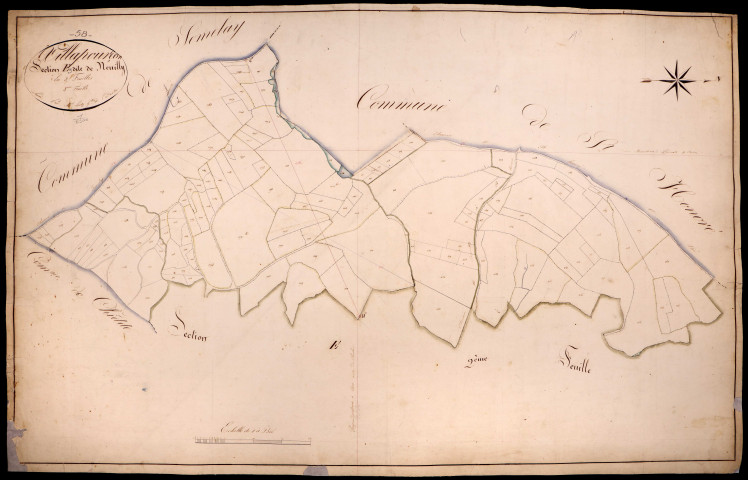 Villapourçon, cadastre ancien : plan parcellaire de la section E dite de Neuilly, feuille 3