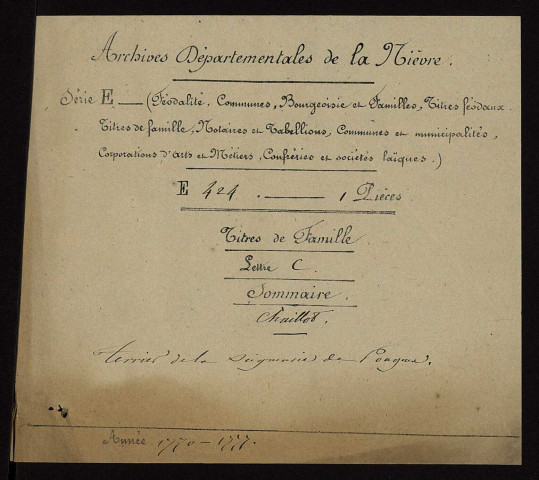 Fief de Pougues : terrier.