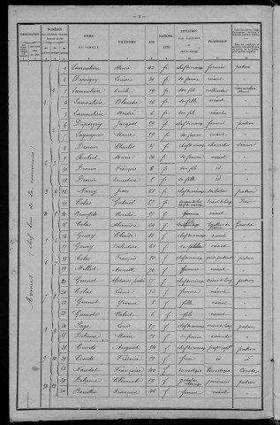 Armes : recensement de 1901