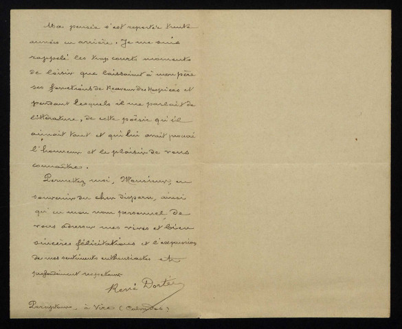 DORTÉE (René), fils de Félix Dortée, à Vire (Calvados) : 1 lettre.