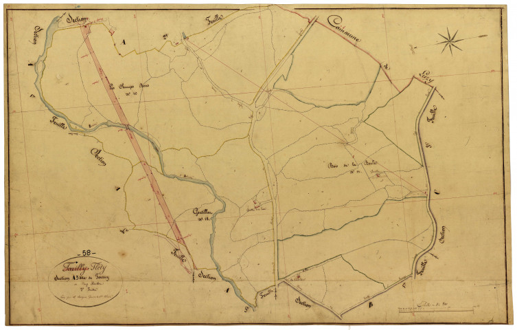 Fléty, cadastre ancien : plan parcellaire de la section A dite de Tourny, feuille 3