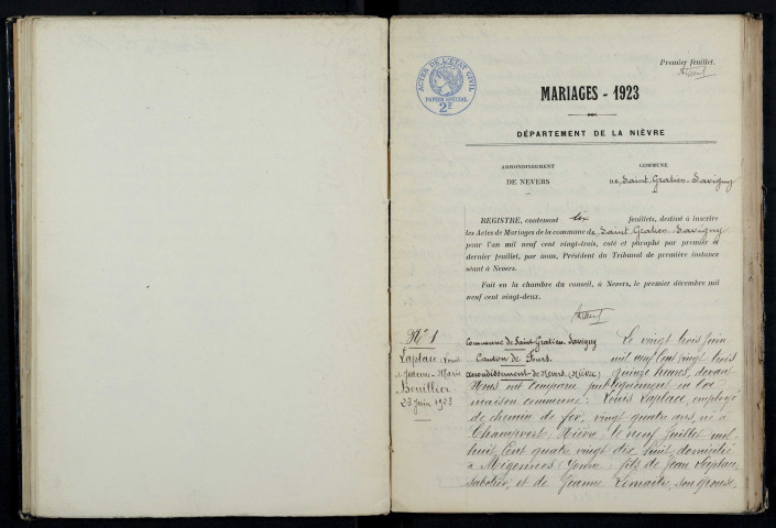 Saint-Gratien-Savigny : actes d'état civil.