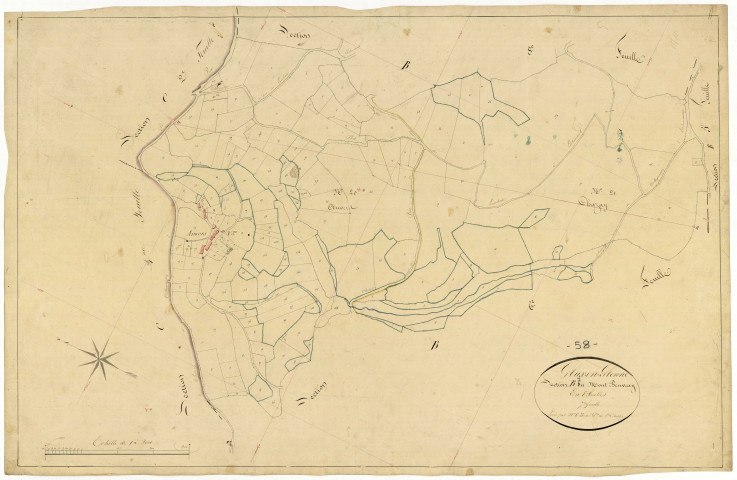 Glux-en-Glenne, cadastre ancien : plan parcellaire de la section B dite du Mont Beuvray, feuille 7
