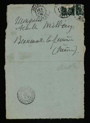 CHARPENTIER (Léopold), fils de Théophile Charpentier, médecin à Prémery (Nièvre) (1837-1910) : 26 lettres.
