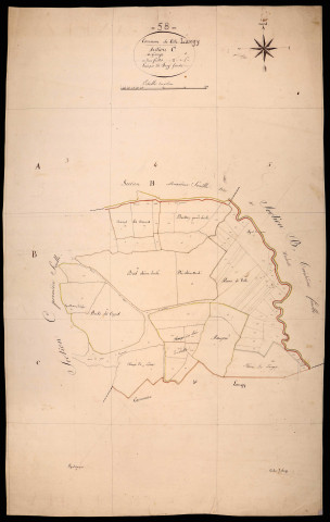 Ville-Langy, cadastre ancien : plan parcellaire de la section C dite de Gonge, feuille 2