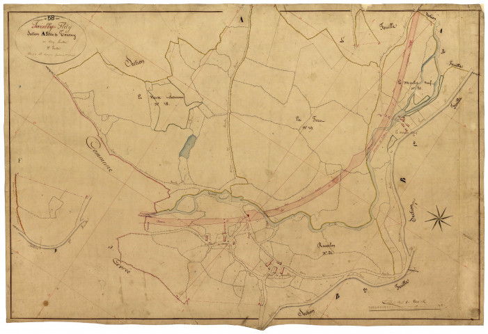 Fléty, cadastre ancien : plan parcellaire de la section A dite de Tourny, feuille 5