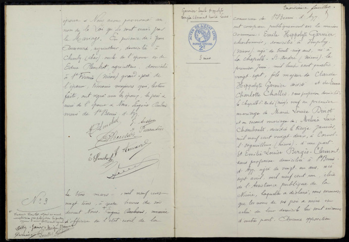 Saint-Benin-d'Azy : actes d'état civil (mariages).