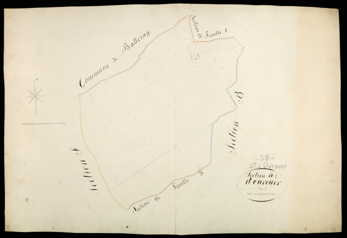 Ourouër, cadastre ancien : plan parcellaire de la section A dite de Nyon, feuille 2