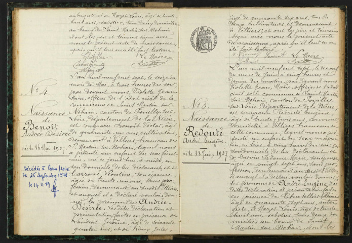 Saint-Martin-sur-Nohain : actes d'état civil, table décennale.