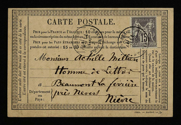 PASQUET (Louis), enfant assisté de la Seine placé à Beaumont-la-Ferrière : 9 lettres.