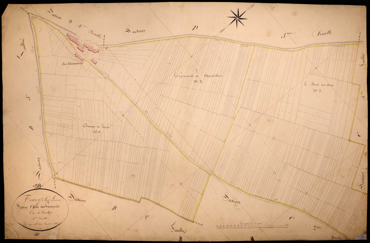 Tracy-sur-Loire, cadastre ancien : plan parcellaire de la section C dite des Gominets, feuille 1