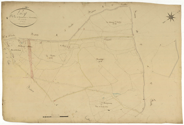 Luzy, cadastre ancien : plan parcellaire de la section C dite de Montarmin et Monteuillon, feuille 6