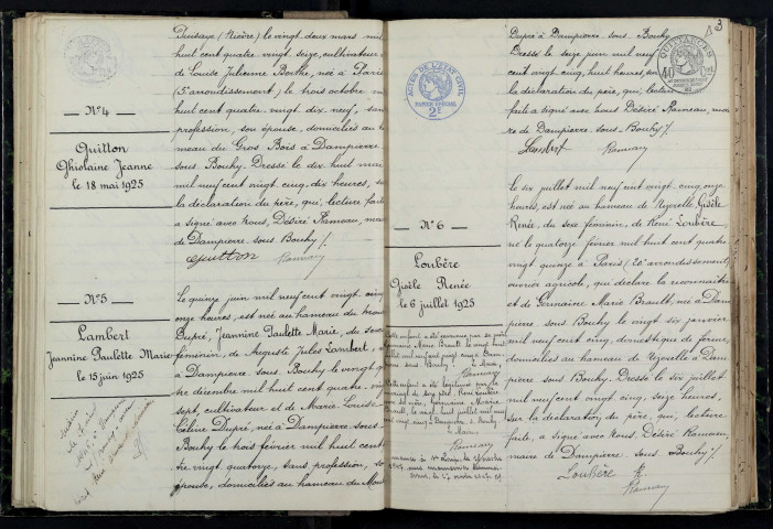 Dampierre-sous-Bouhy : actes d'état civil.