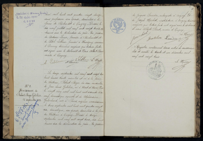 Ougny : actes d'état civil.