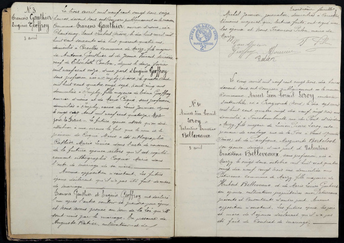 Marzy : actes d'état civil.