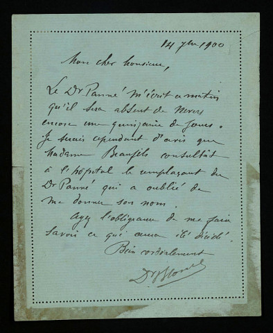 BLOND (Abel), médecin à Châteauneuf-Val-de-Bargis (Nièvre) : 11 lettres.