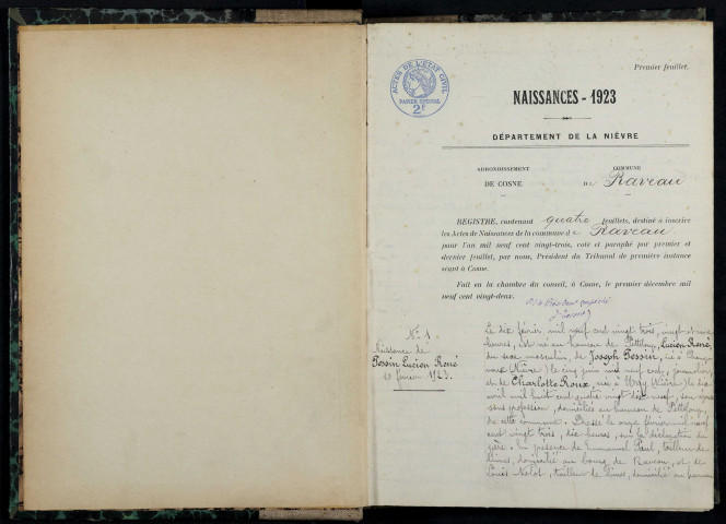 Raveau : actes d'état civil.