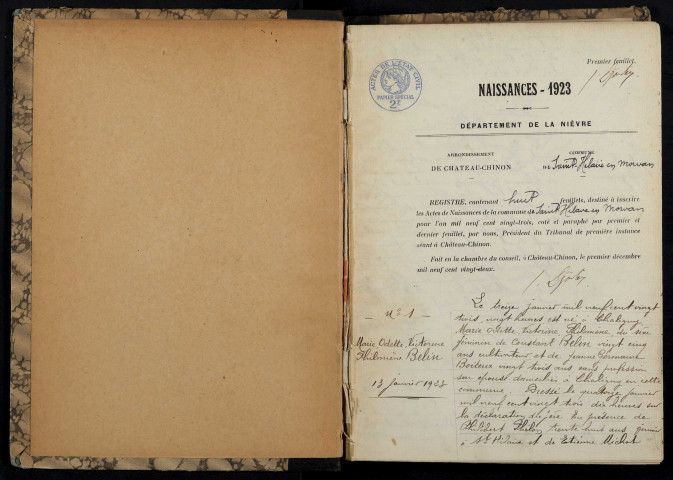 Saint-Hilaire-en-Morvan : actes d'état civil.