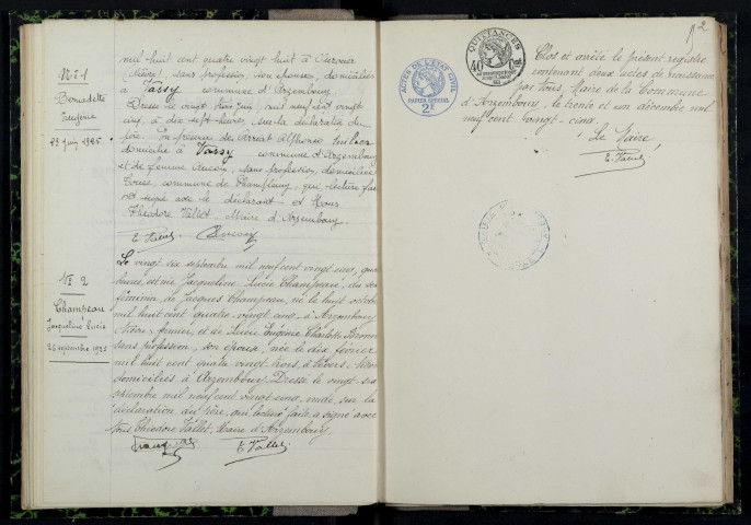 Arzembouy : actes d'état civil.