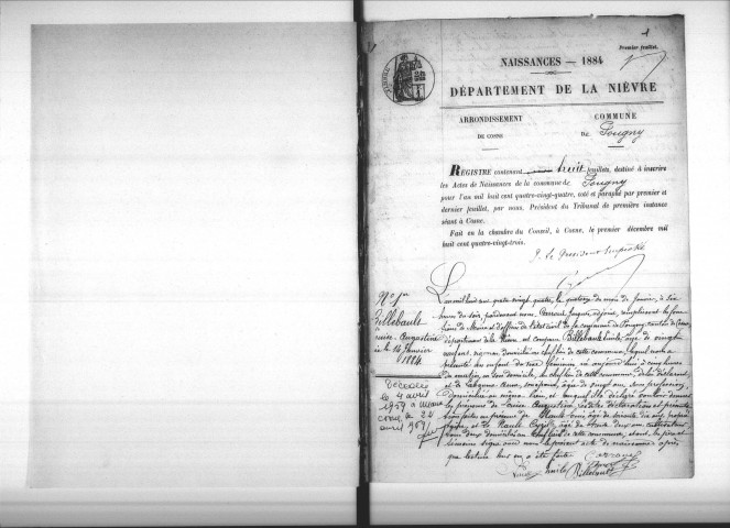 Pougny : actes d'état civil.