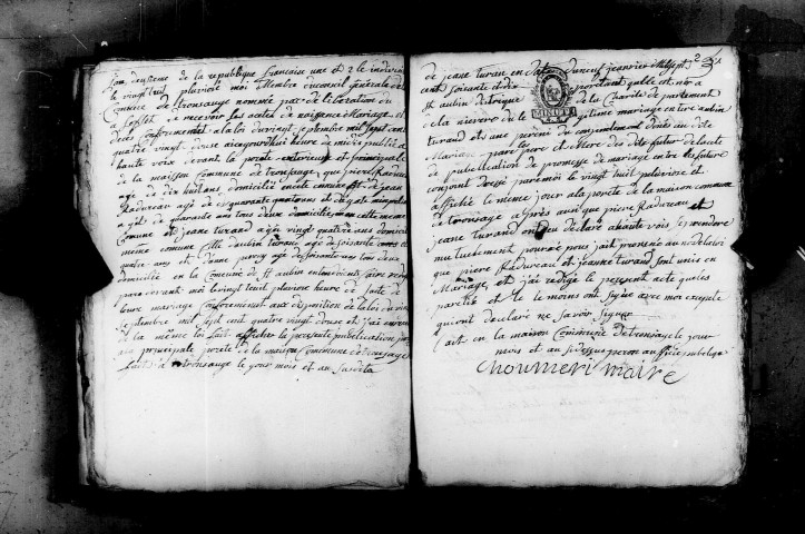 Tronsanges : actes d'état civil.