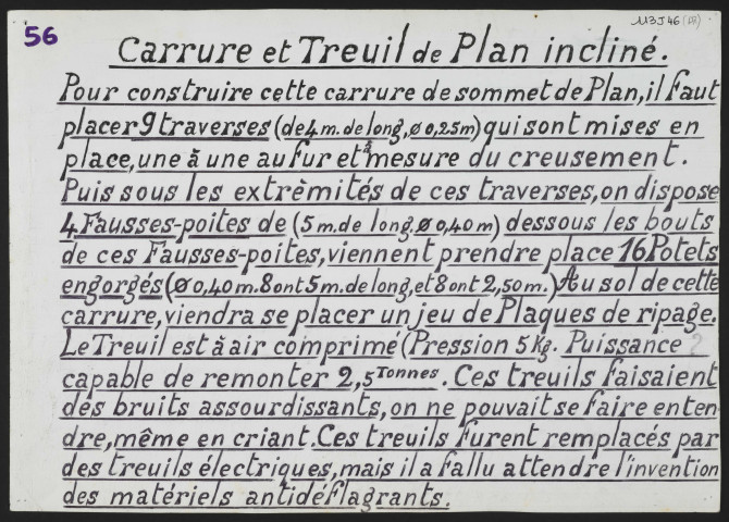Carrure et treuil de plan incliné, engaineur.