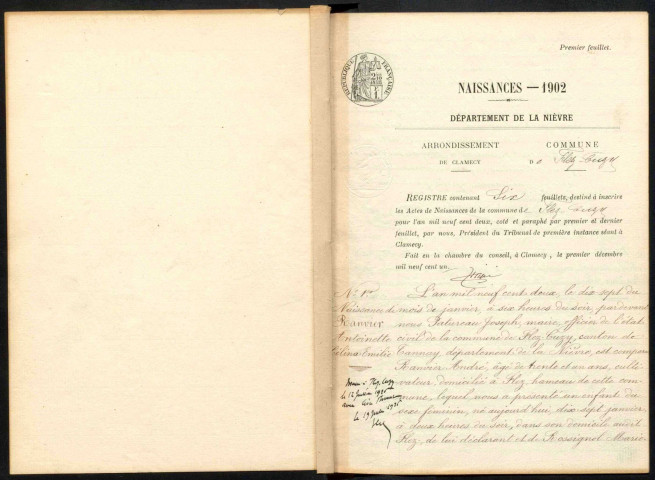 Flez-Cuzy : actes d'état civil.
