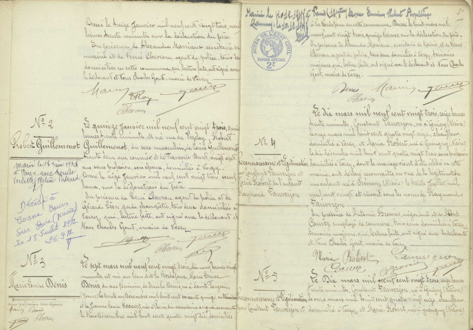 Varzy : actes d'état civil.