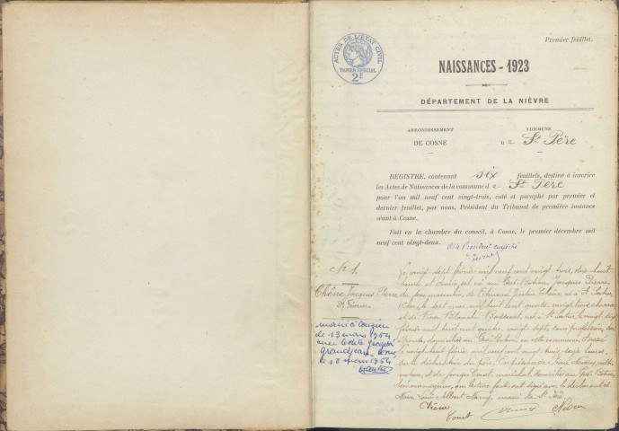 Saint-Père : actes d'état civil.
