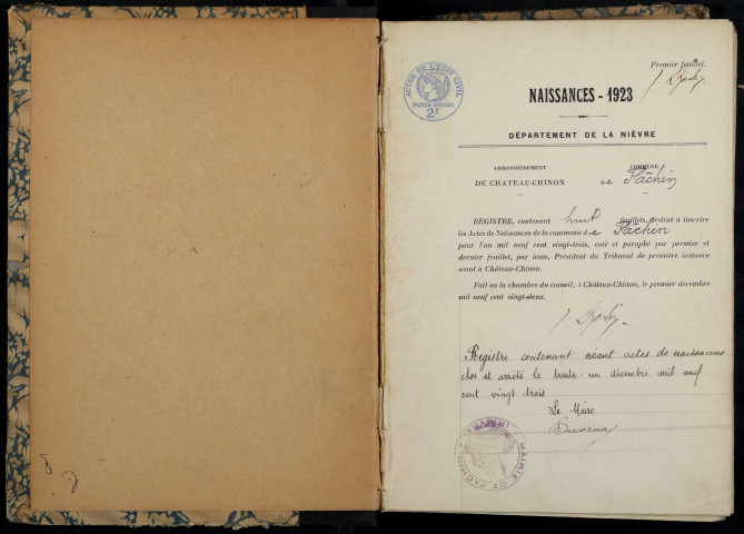 Fâchin : actes d'état civil.