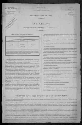 Cossaye : recensement de 1896