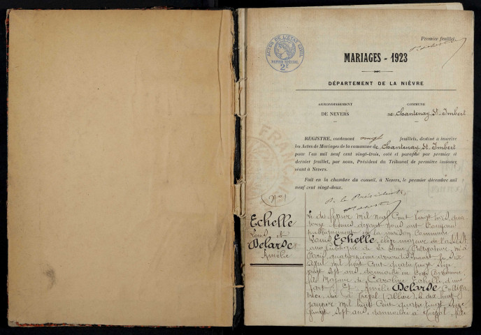 Chantenay-Saint-Imbert : actes d'état civil.