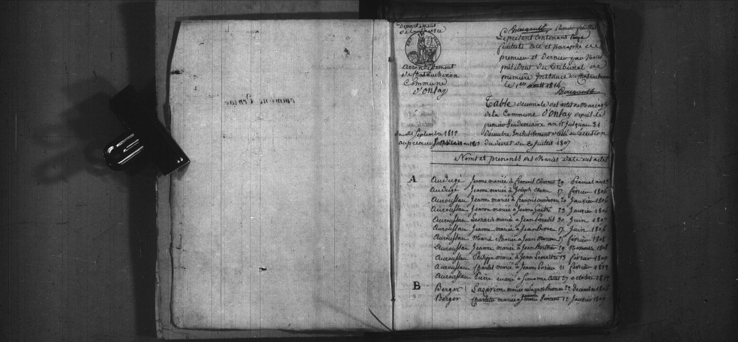 Onlay : tables décennales.